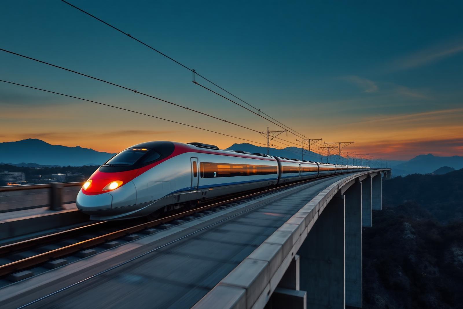 A Chinese high-speed train at dusk