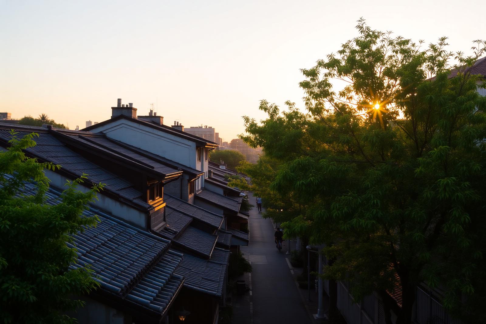 A quiet Chengdu lane at golden hour